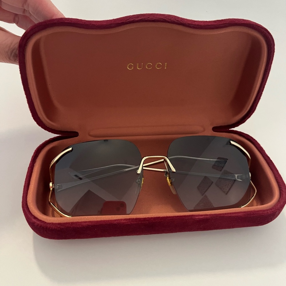 Gucci Gold Frame Sunglasses with Black Lenses